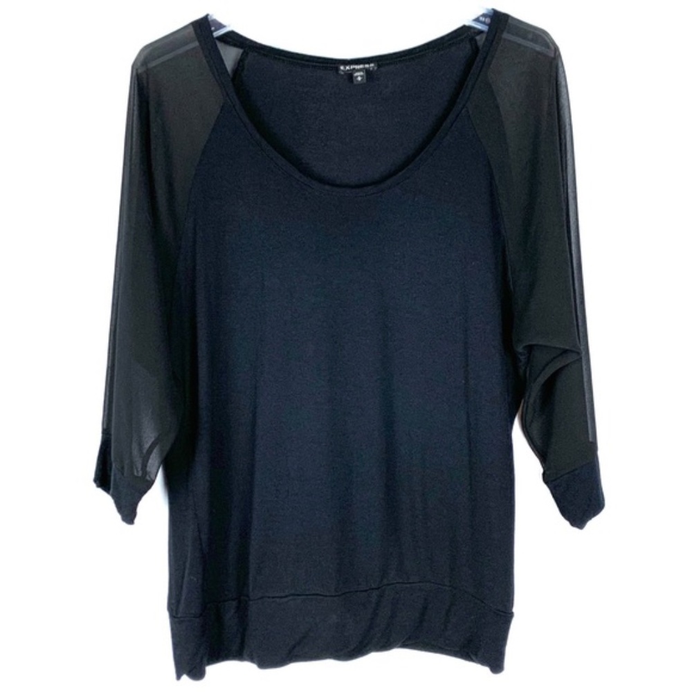 Express women's black shirt sheer sleeves, M
